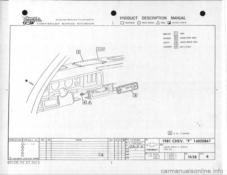 CHEVROLET CAMARO 1981 Assembly Manual CHEVROLET CAMARO 1981 Assembly Manual