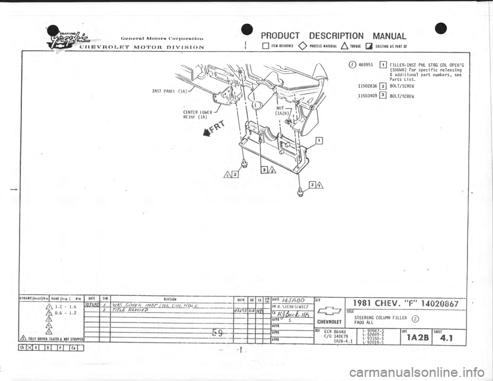 CHEVROLET CAMARO 1981 Assembly Manual CHEVROLET CAMARO 1981 Assembly Manual