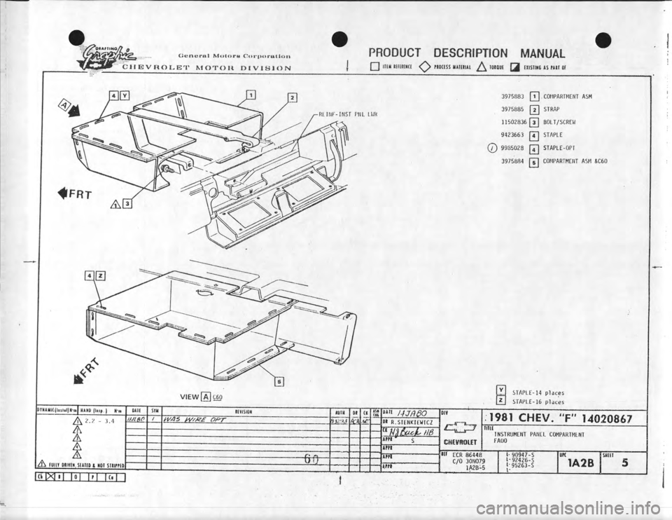 CHEVROLET CAMARO 1981 Assembly Manual CHEVROLET CAMARO 1981 Assembly Manual