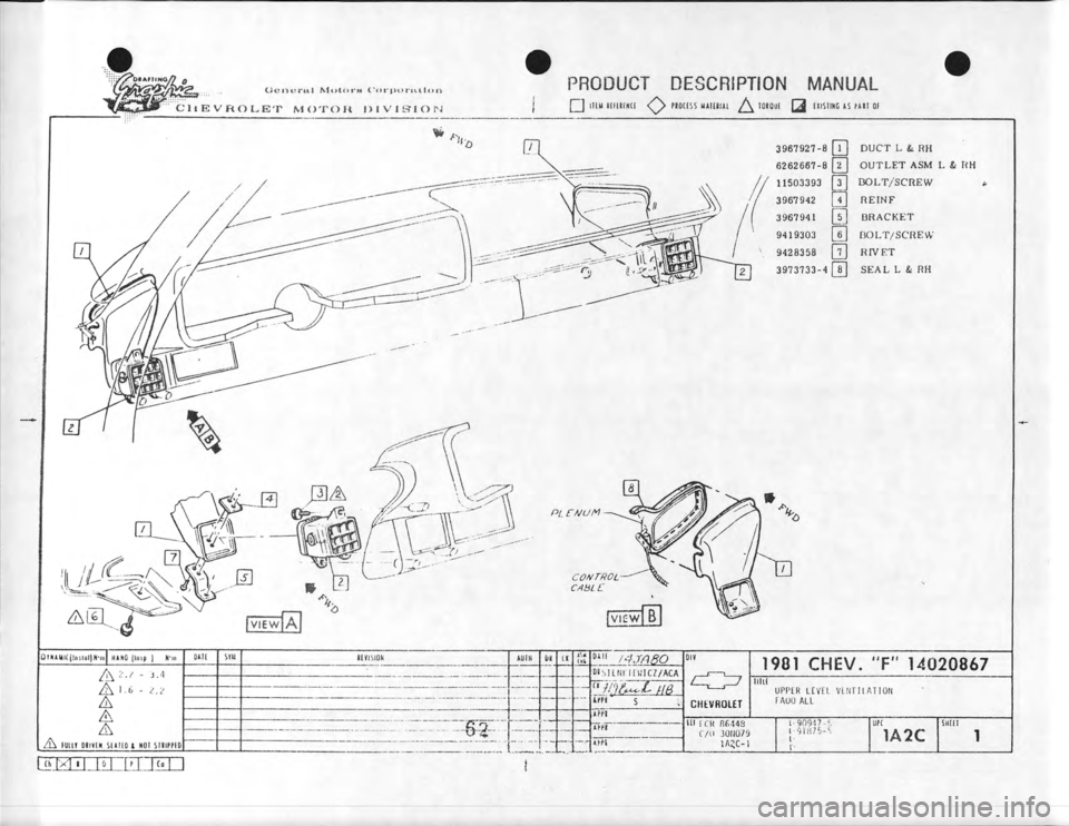 CHEVROLET CAMARO 1981 Assembly Manual CHEVROLET CAMARO 1981 Assembly Manual