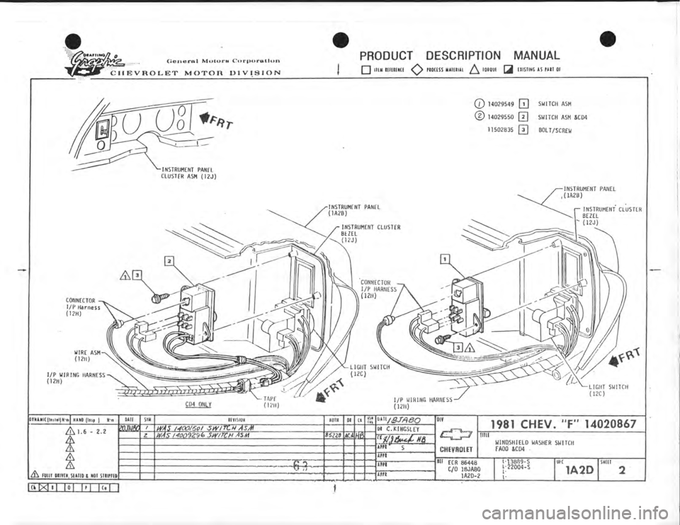 CHEVROLET CAMARO 1981 Assembly Manual CHEVROLET CAMARO 1981 Assembly Manual