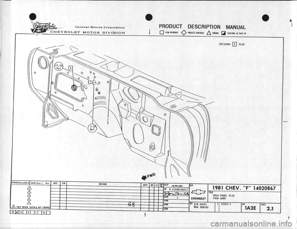 CHEVROLET CAMARO 1981  Assembly Manual 