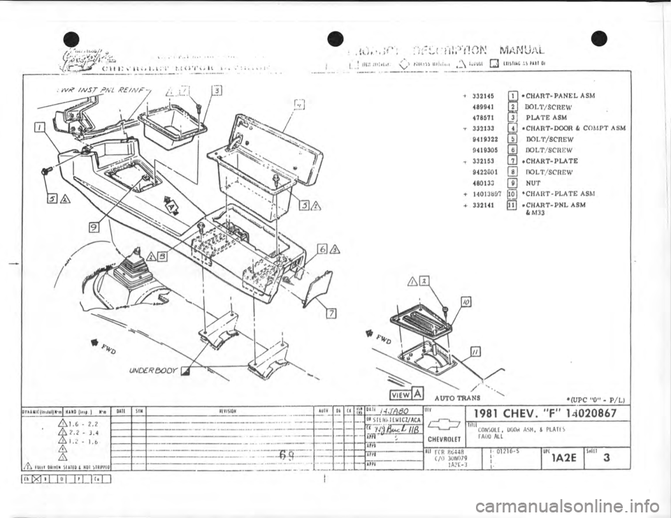 CHEVROLET CAMARO 1981  Assembly Manual 