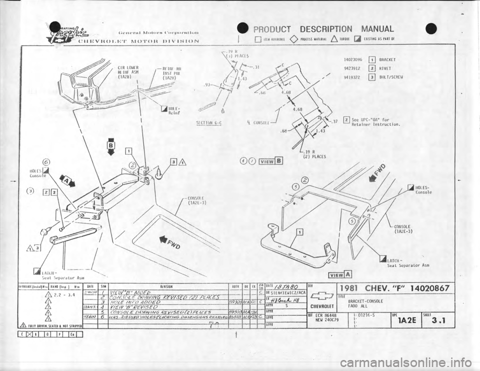 CHEVROLET CAMARO 1981  Assembly Manual 