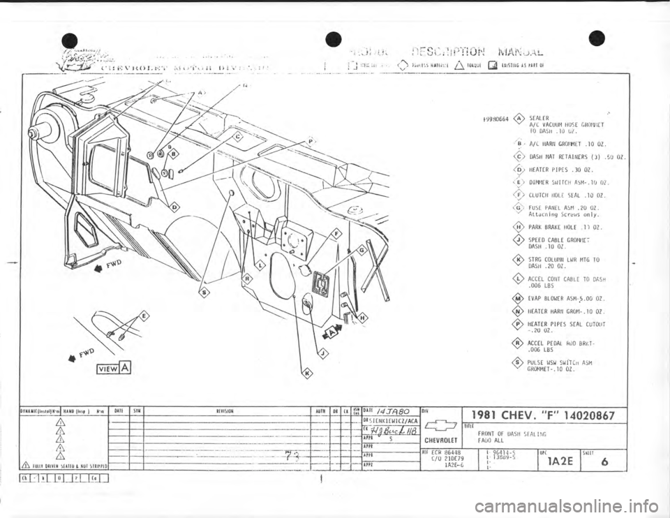 CHEVROLET CAMARO 1981  Assembly Manual 