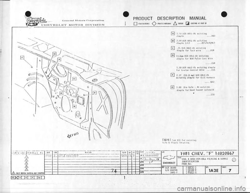 CHEVROLET CAMARO 1981  Assembly Manual 
