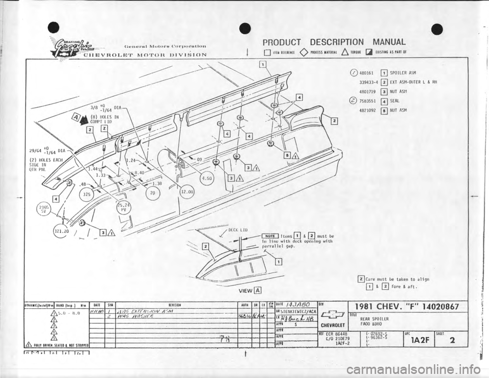 CHEVROLET CAMARO 1981  Assembly Manual 