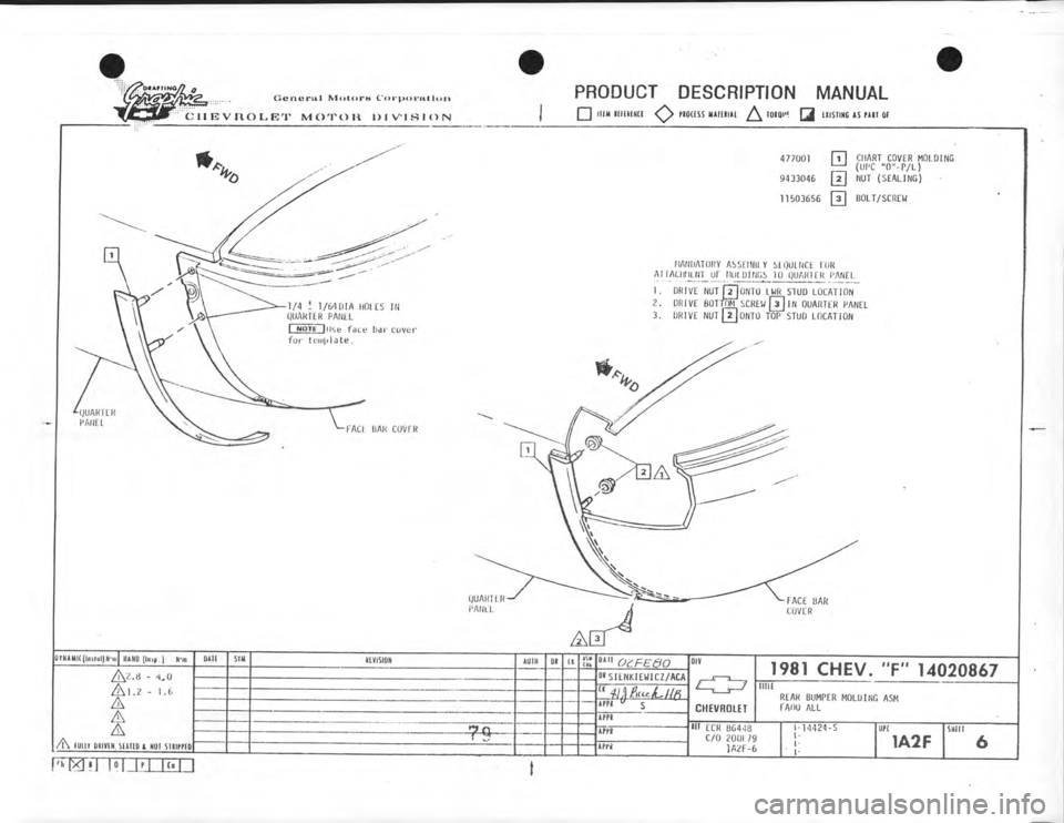 CHEVROLET CAMARO 1981  Assembly Manual 