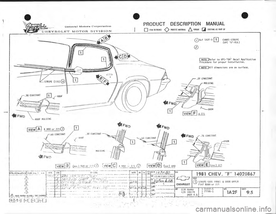 CHEVROLET CAMARO 1981  Assembly Manual 