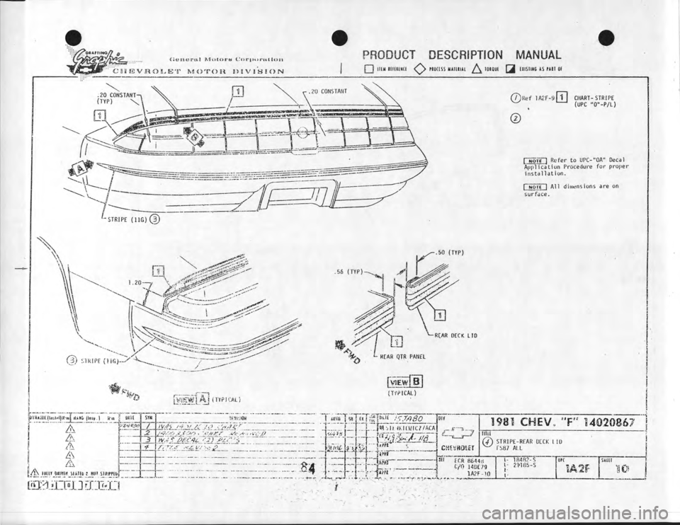 CHEVROLET CAMARO 1981  Assembly Manual 