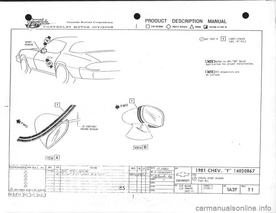 CHEVROLET CAMARO 1981  Assembly Manual 