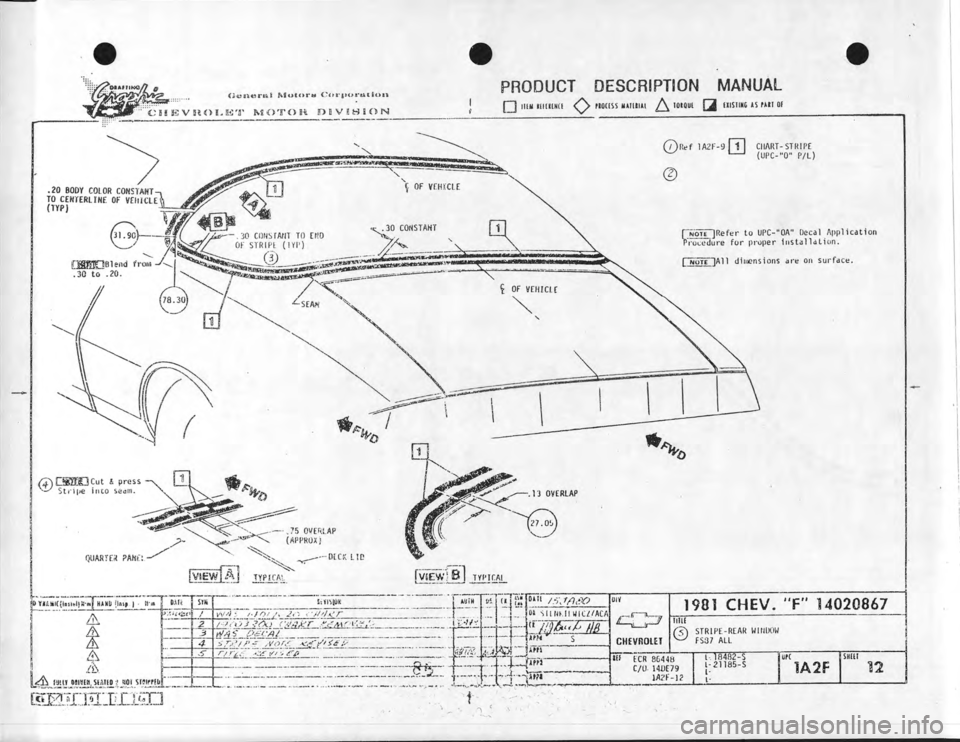 CHEVROLET CAMARO 1981  Assembly Manual 