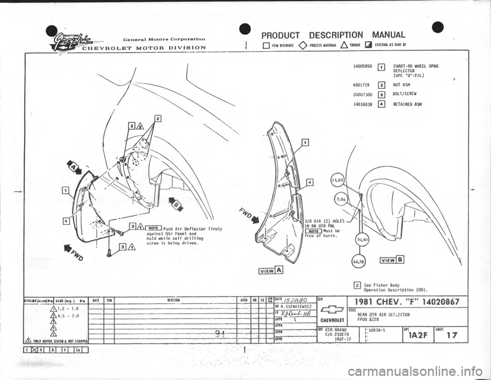 CHEVROLET CAMARO 1981 Assembly Manual CHEVROLET CAMARO 1981 Assembly Manual