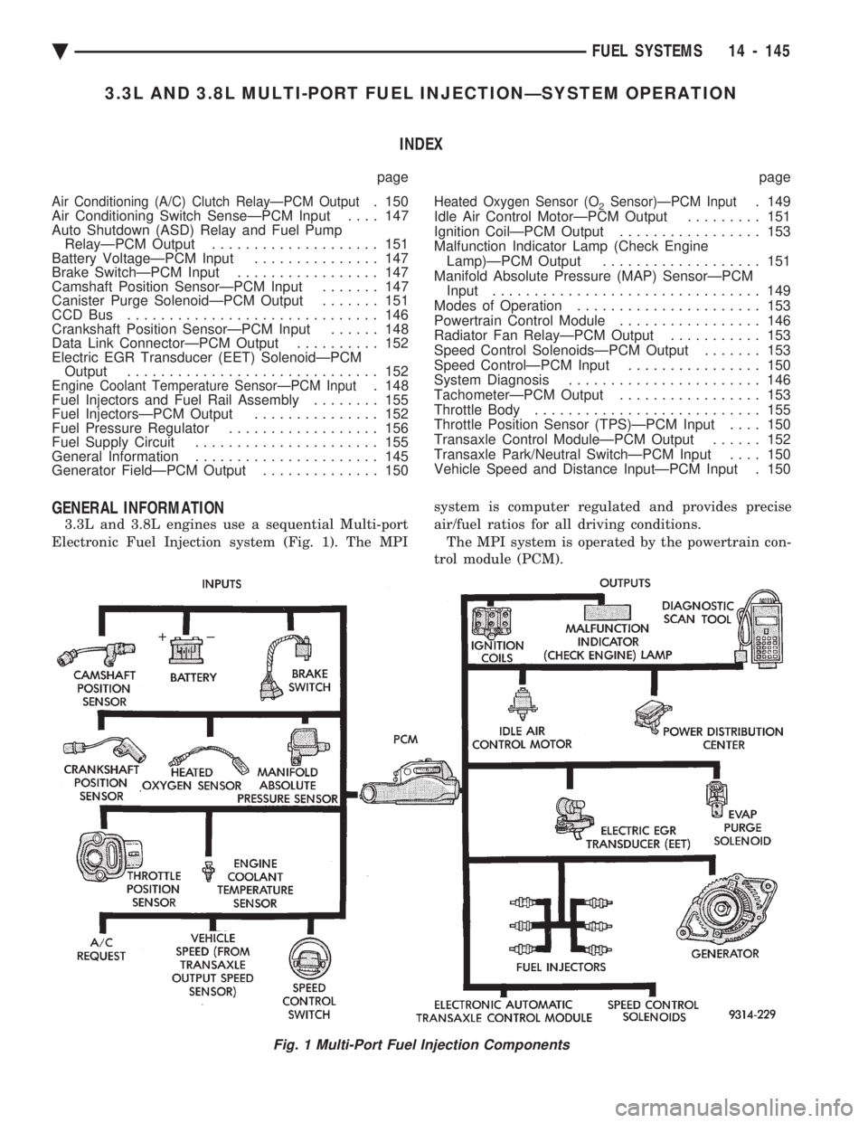 CHEVROLET DYNASTY 1993 Service Manual 3.3L AND 3.8L MULTI-PORT FUEL INJECTIONÐSYSTEM OPERATION INDEX
page page
Air Conditioning (A/C) Clutch RelayÐPCM Output. 150
Air Conditioning Switch SenseÐPCM Input .... 147
Auto Shutdown (ASD) CHEVROLET DYNASTY 1993 Service Manual 3.3L AND 3.8L MULTI-PORT FUEL INJECTIONÐSYSTEM OPERATION INDEX
page page
Air Conditioning (A/C) Clutch RelayÐPCM Output. 150
Air Conditioning Switch SenseÐPCM Input .... 147
Auto Shutdown (ASD)