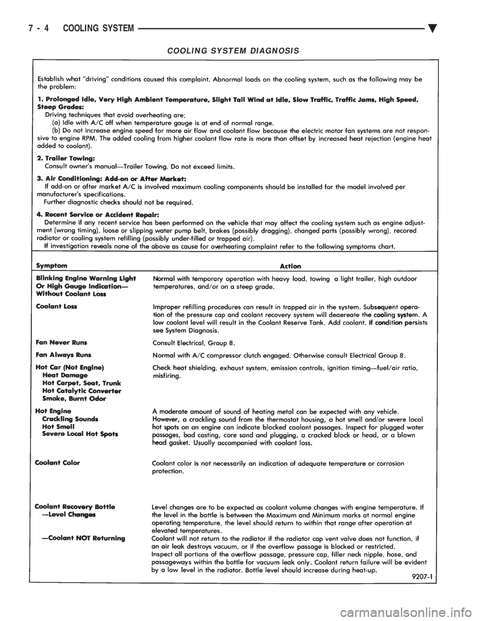 CHEVROLET DYNASTY 1993  Service Manual COOLING SYSTEM DIAGNOSIS
7 - 4 COOLING SYSTEM Ä 