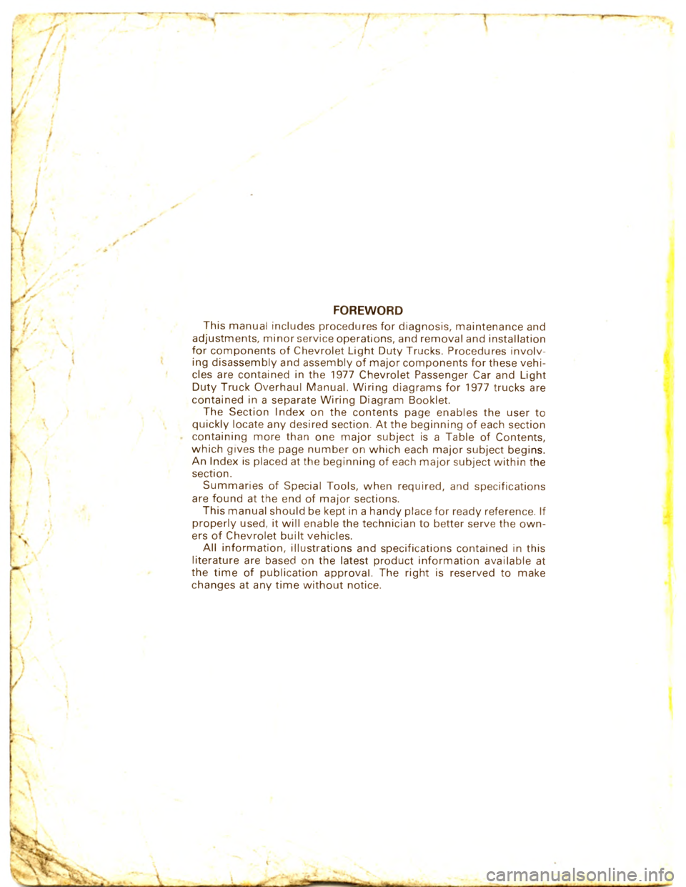 CHEVROLET LIGHT DUTY TRUCK 1977  Service Manual 








,

.
-

\)




-


 