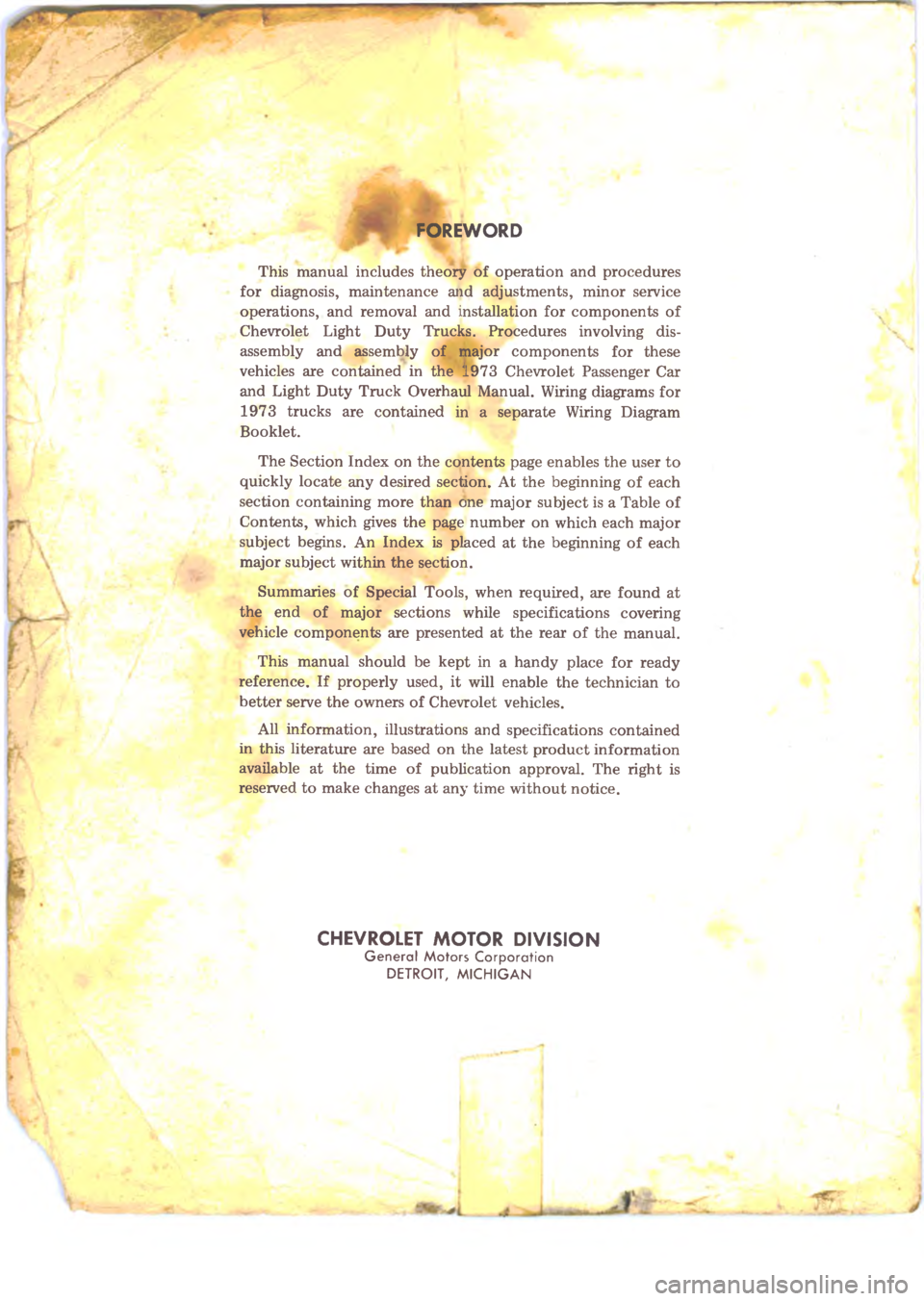 CHEVROLET LIGHT DUTY TRUCK 1973  Service Manual 







"
\)

-	


	

*	




!
.





 