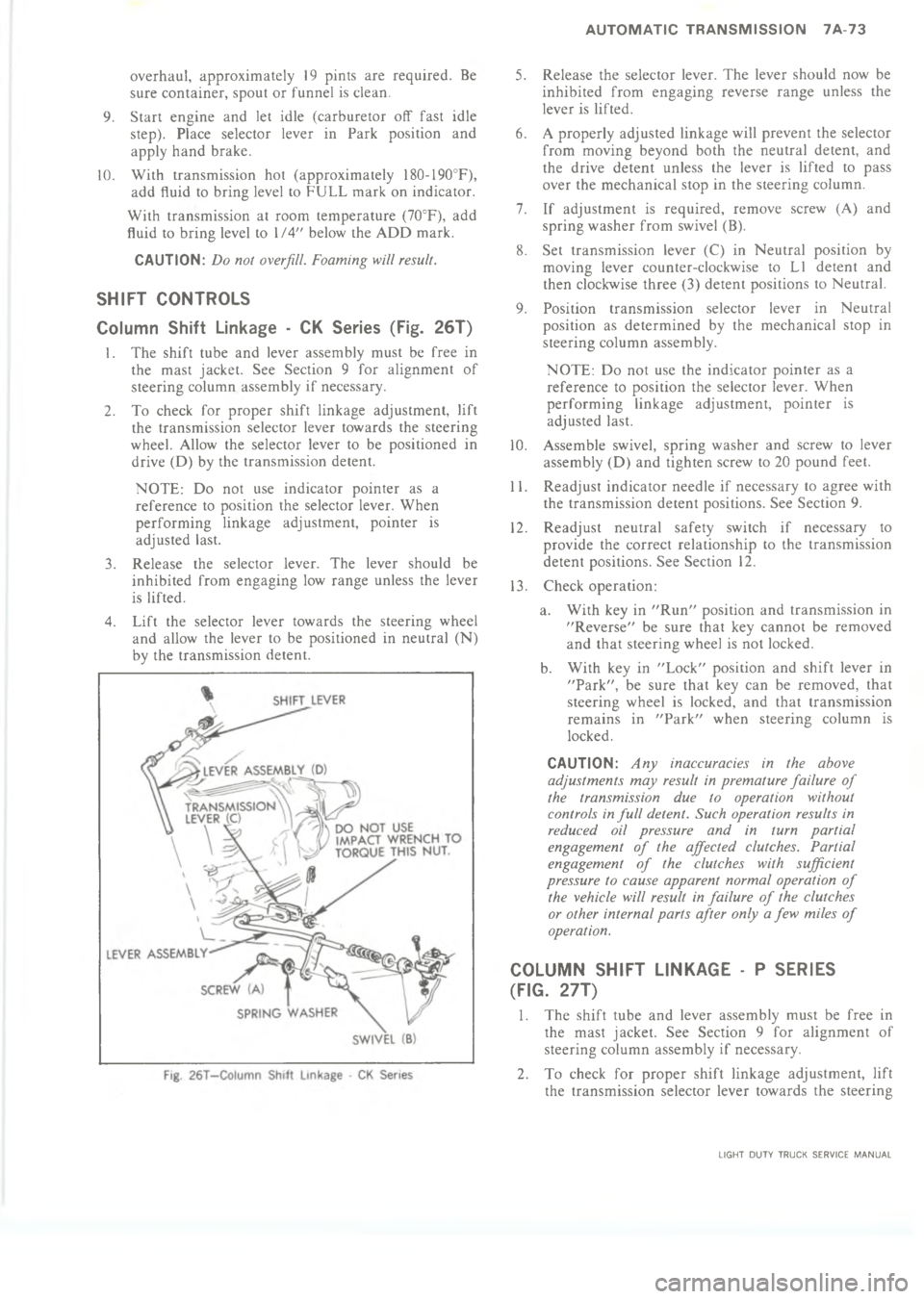 CHEVROLET LIGHT DUTY TRUCK 1973  Service Manual                    CC *7   6  2 !  F  B
!    7 !    ! 
2   %      >