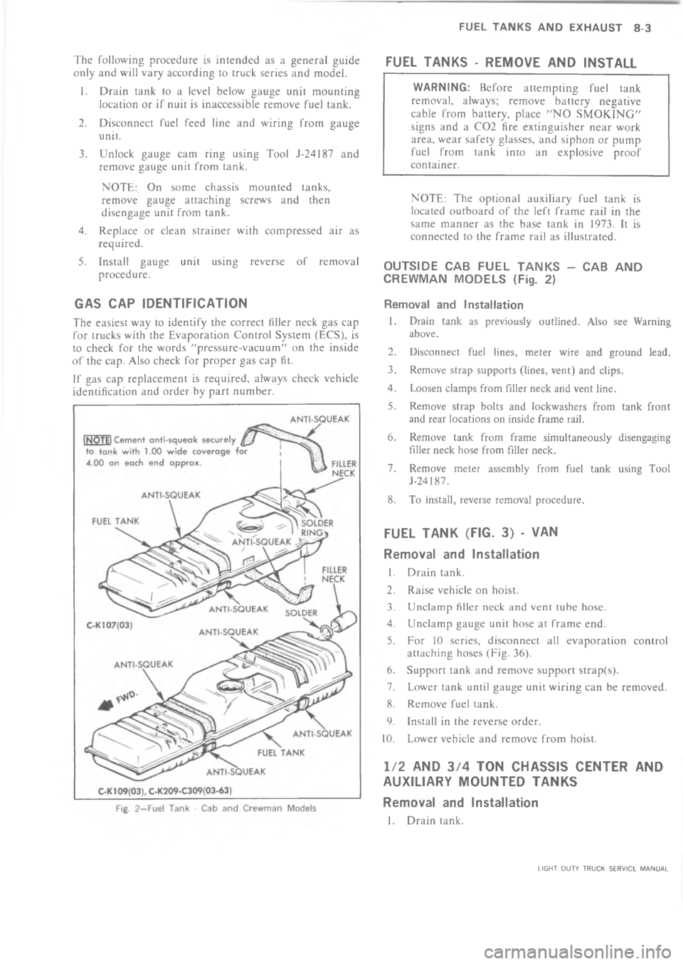CHEVROLET LIGHT DUTY TRUCK 1973  Service Manual "* . %  !        !  %  %
  .  %  # !!   
 $    #    . %%      