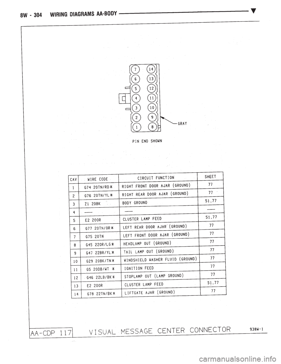 CHEVROLET PLYMOUTH ACCLAIM 1993  Service Manual 