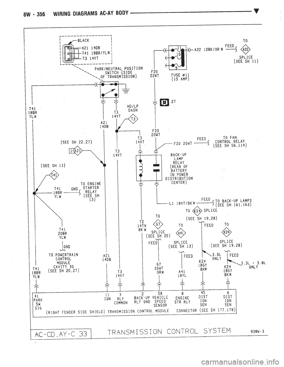 CHEVROLET PLYMOUTH ACCLAIM 1993  Service Manual 