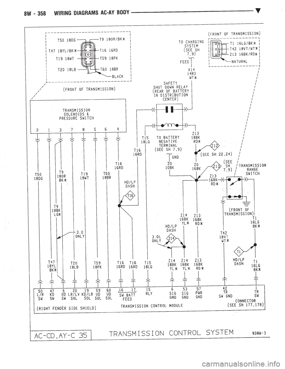 CHEVROLET PLYMOUTH ACCLAIM 1993  Service Manual 