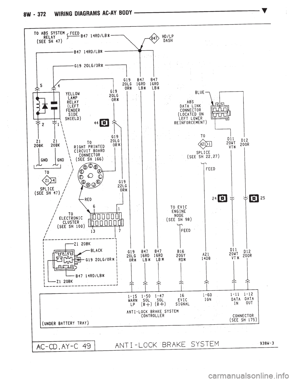 CHEVROLET PLYMOUTH ACCLAIM 1993  Service Manual 