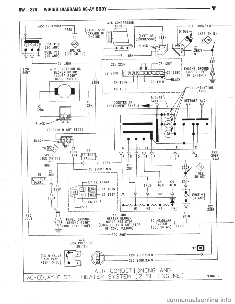 CHEVROLET PLYMOUTH ACCLAIM 1993  Service Manual 