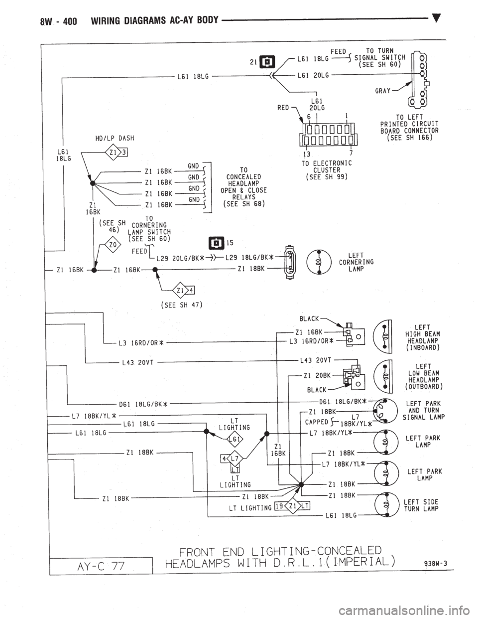CHEVROLET PLYMOUTH ACCLAIM 1993  Service Manual 