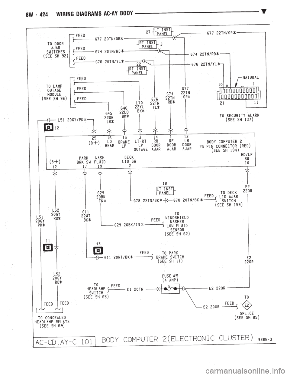 CHEVROLET PLYMOUTH ACCLAIM 1993  Service Manual 