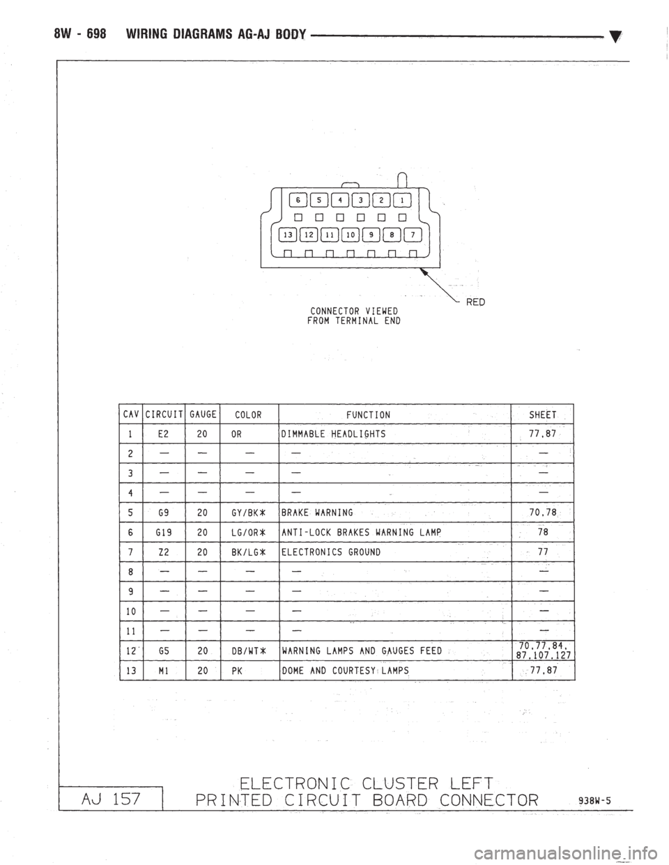 CHEVROLET PLYMOUTH ACCLAIM 1993  Service Manual 