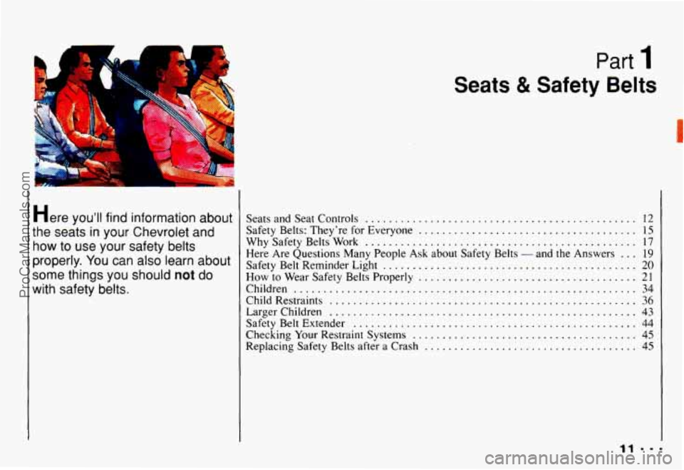CHEVROLET CAMARO 1993 User Guide Part 1
.
Seats & Safety Belts
I
Here YOU’II find information about
the seats in your Chevrolet and
how to use your safety belts
properly
. You can also learn about
some things CHEVROLET CAMARO 1993 User Guide Part 1
.
Seats & Safety Belts
I
Here YOU’II find information about
the seats in your Chevrolet and
how to use your safety belts
properly
. You can also learn about
some things