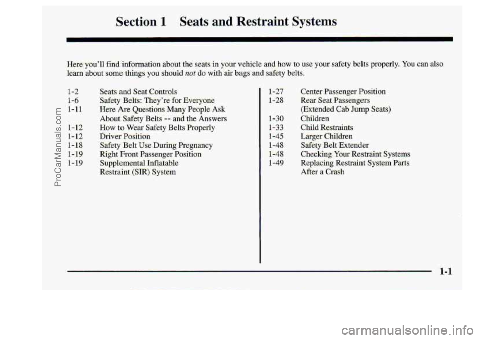 CHEVROLET S10 1998 User Guide ,Section 1 Seats and Restraint. Systems 
ProCarManuals.com 