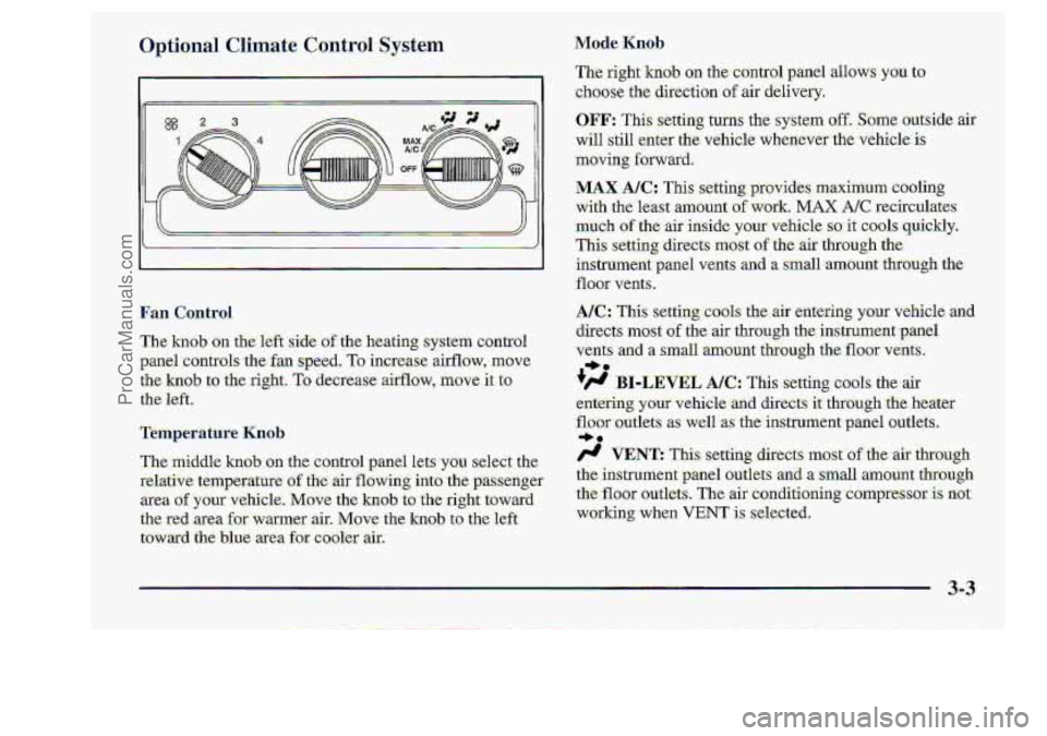CHEVROLET S10 1998  Owners Manual Mode- bob 
Fan Control 
3-3 
ProCarManuals.com 