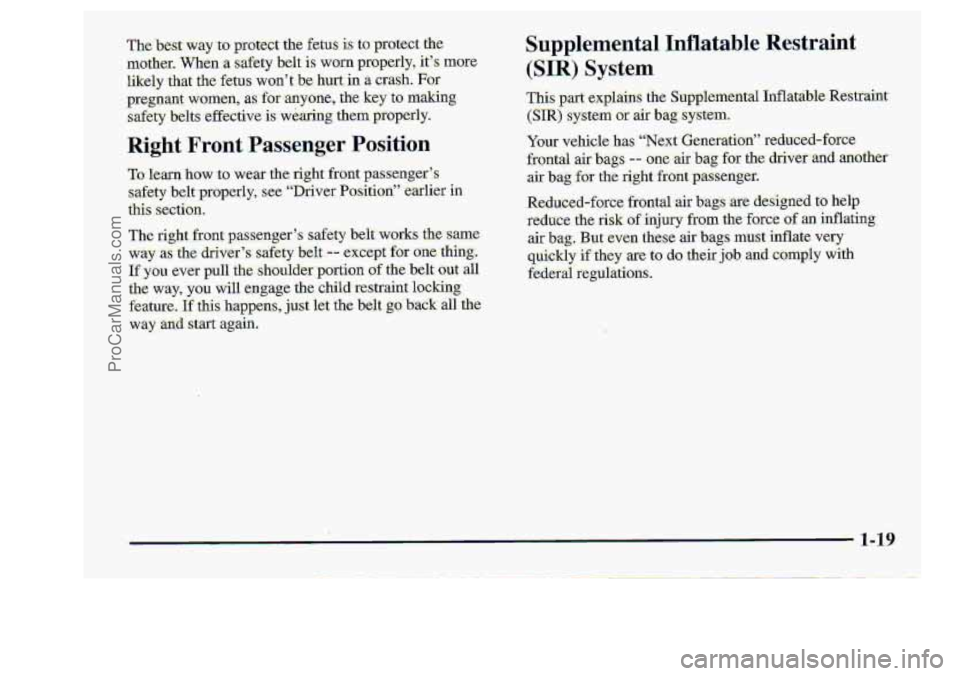 CHEVROLET S10 1998 Owners Guide .Supplemental Inflatable Restraint. 
(SIR) System 
1-19 
ProCarManuals.com 