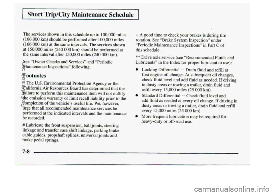 CHEVROLET S10 1998  Owners Manual ..Short Trip/C,i$y Maintenance ScheduIe 1 
ProCarManuals.com 