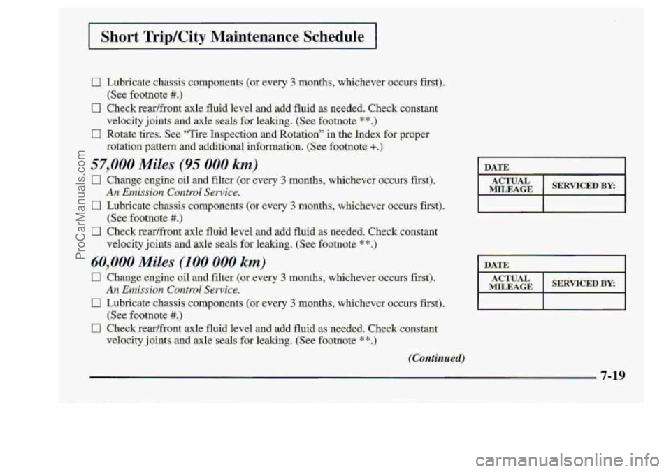 CHEVROLET S10 1998 Owners Manual Short .Trip/City. Maintenance .Schedule I
DATE I
DATE
ProCarManuals.com CHEVROLET S10 1998 Owners Manual Short .Trip/City. Maintenance .Schedule I
DATE I
DATE
ProCarManuals.com