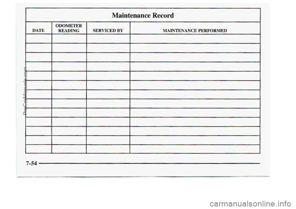 CHEVROLET S10 1998 Owners Manual Maintenance Record
7-54
ProCarManuals.com CHEVROLET S10 1998 Owners Manual Maintenance Record
7-54
ProCarManuals.com