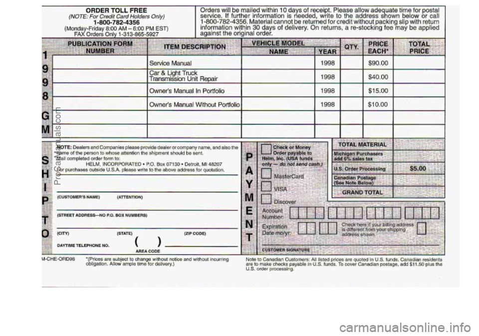 CHEVROLET S10 1998  Owners Manual ProCarManuals.com 