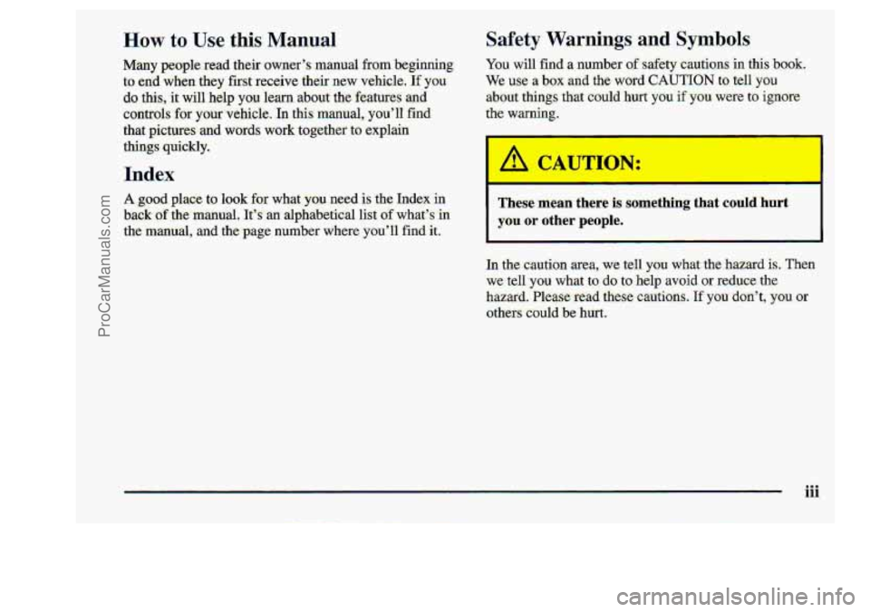 CHEVROLET S10 1998  Owners Manual Index 
ProCarManuals.com 