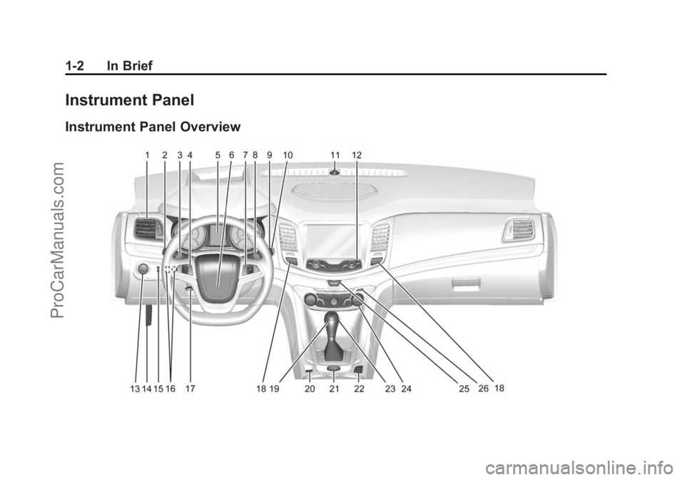 CHEVROLET SS 2015  Owners Manual Black plate (2,1)Chevrolet SS Sedan Owner Manual (GMNA-Localizing-U.S.-7707491) - 2015 -
crc - 9/11/14
1-2 In Brief
Instrument Panel
Instrument Panel Overview
ProCarManuals.com 