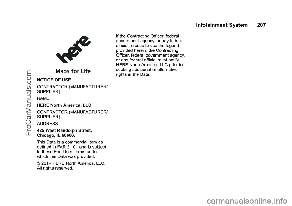 CHEVROLET SS 2016 Owners Manual Chevrolet SS Sedan Owner Manual (GMNA-Localizing-U.S.-9234782) - 2016 -
CRC - 8/24/15
Infotainment System 207
NOTICE OF USE
CONTRACTOR (MANUFACTURER/
SUPPLIER)
NAME:
HERE North America, LLC
CONTRACTOR CHEVROLET SS 2016 Owners Manual Chevrolet SS Sedan Owner Manual (GMNA-Localizing-U.S.-9234782) - 2016 -
CRC - 8/24/15
Infotainment System 207
NOTICE OF USE
CONTRACTOR (MANUFACTURER/
SUPPLIER)
NAME:
HERE North America, LLC
CONTRACTOR