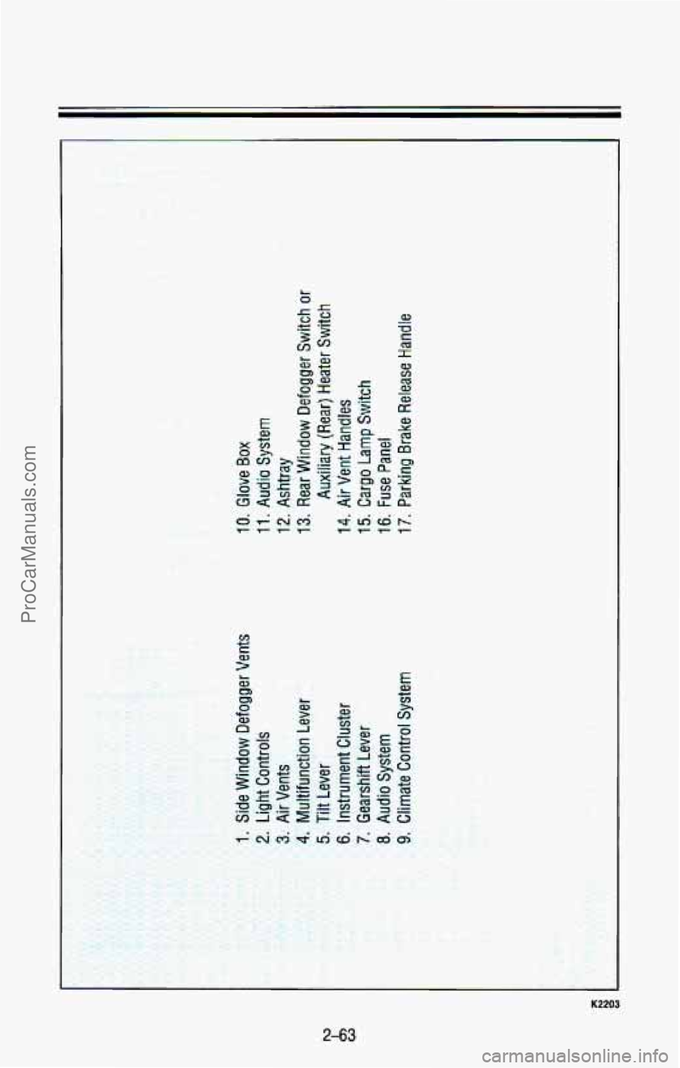 CHEVROLET SUBURBAN 1993  Owners Manual X 0 rn 
"if 0 
z 
L 0 
& 
a 
0, W 
rc 
3 
3 0 U c 
3 
L 0 
5 v) 
n 
W k 
E 
L W €3 
* 43 L a 
W > 
K2203 
2-63 
ProCarManuals.com 