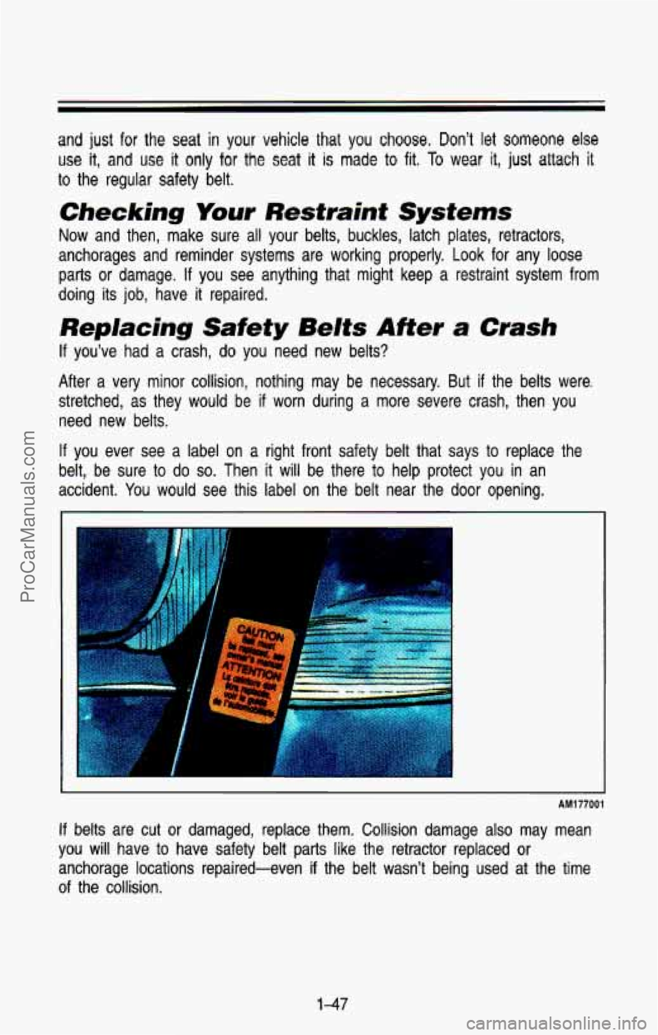 CHEVROLET SUBURBAN 1993 Workshop Manual and just for the seat iir ydur vehicle thar you choose. Dont let someone else
use it, and use it only for the seat it is made to fit. To wear it, just attach it
to the regular safety belt. CHEVROLET SUBURBAN 1993 Workshop Manual and just for the seat iir ydur vehicle thar you choose. Dont let someone else
use it, and use it only for the seat it is made to fit. To wear it, just attach it
to the regular safety belt.