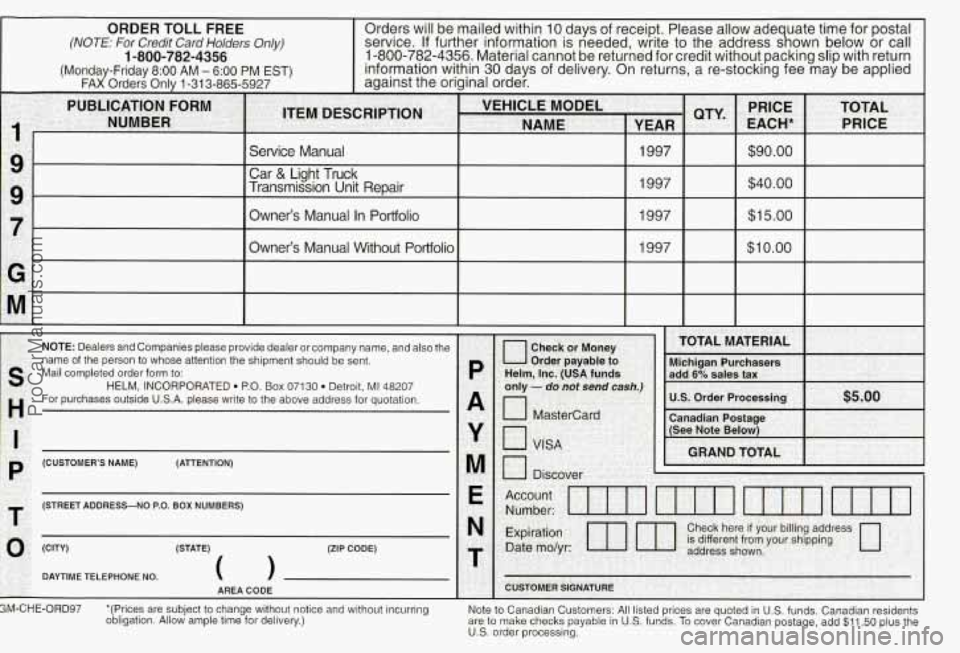 CHEVROLET SUBURBAN 1997 Owners Manual 1
ProCarManuals.com CHEVROLET SUBURBAN 1997 Owners Manual 1
ProCarManuals.com