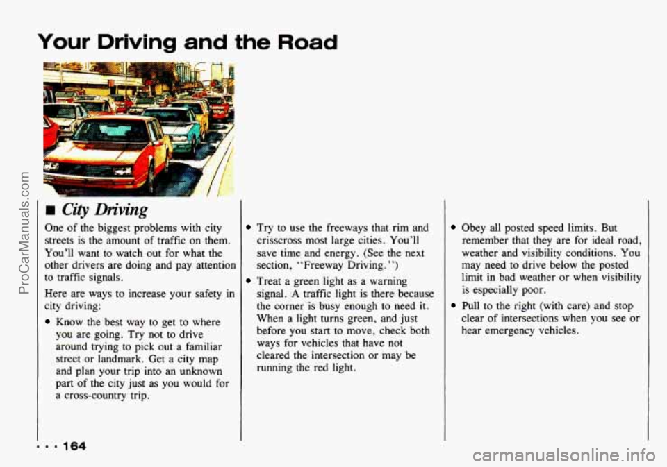 CHEVROLET TRACKER 1993 Owners Manual Your Driving and the Road
H City Dnving
... 164
One of the biggest problems with city
streets is
the amount of traffic on them.
You’ll want to watch out for what the
other drivers CHEVROLET TRACKER 1993 Owners Manual Your Driving and the Road
H City Dnving
... 164
One of the biggest problems with city
streets is
the amount of traffic on them.
You’ll want to watch out for what the
other drivers