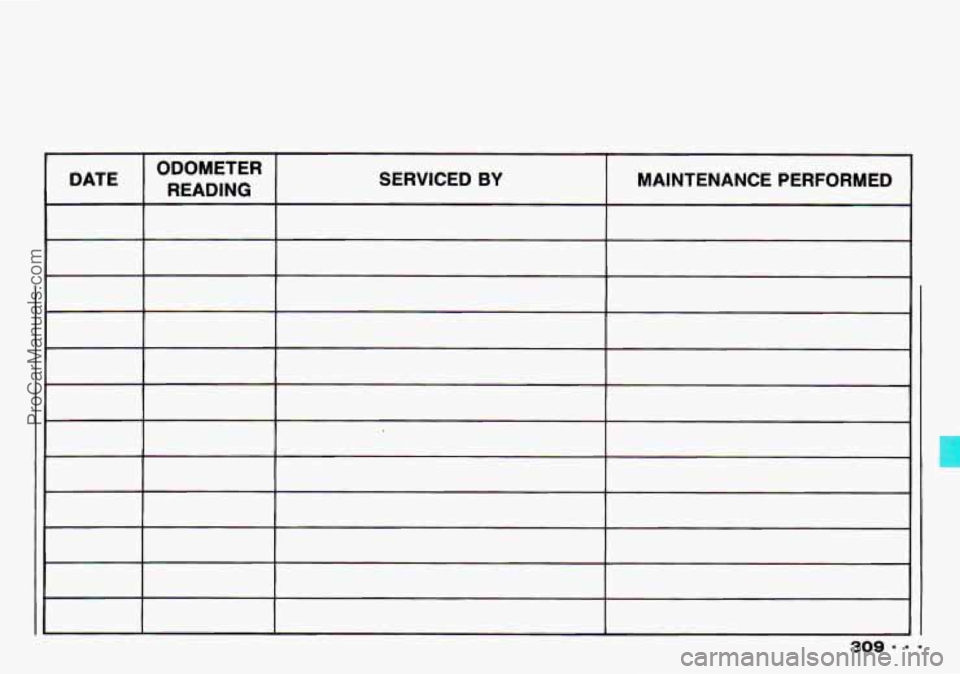 CHEVROLET TRACKER 1993 Owners Manual DATE ODOMETER
READING SERVICED BY MAINTENANCE PERFORMED
ProCarManuals.com CHEVROLET TRACKER 1993 Owners Manual DATE ODOMETER
READING SERVICED BY MAINTENANCE PERFORMED
ProCarManuals.com
