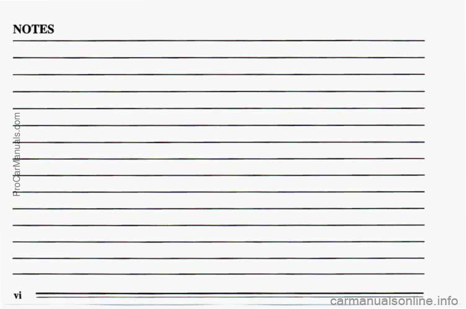 CHEVROLET TRACKER 1995  Owners Manual NOTES 
vi 
ProCarManuals.com 