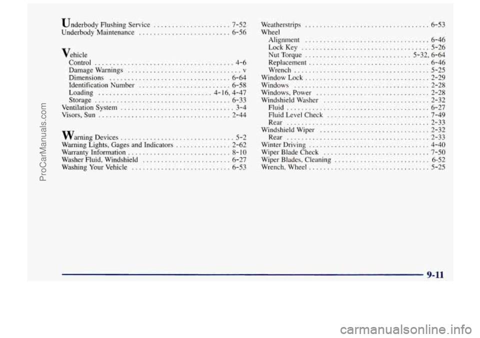 CHEVROLET TRACKER 1997 Owners Manual Underbody Flushing Service .. .,. . . I ............ 7-52
Underbody Maintenance
......................... 6-56
Vehicle Control
...................................... 4-6
Damagewarnings
........ CHEVROLET TRACKER 1997 Owners Manual Underbody Flushing Service .. .,. . . I ............ 7-52
Underbody Maintenance
......................... 6-56
Vehicle Control
...................................... 4-6
Damagewarnings
........