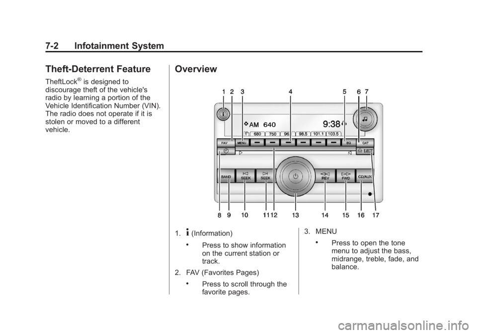 CHEVROLET CAPTIVA SPORT 2013 Owners Manual Black plate (2,1)Chevrolet Captiva Sport Owner Manual - 2013 - crc - 11/12/12
7-2 Infotainment System
Theft-Deterrent Feature TheftLock ®
is designed to
discourage theft of the vehicle's
radio by CHEVROLET CAPTIVA SPORT 2013 Owners Manual Black plate (2,1)Chevrolet Captiva Sport Owner Manual - 2013 - crc - 11/12/12
7-2 Infotainment System
Theft-Deterrent Feature TheftLock ®
is designed to
discourage theft of the vehicle's
radio by